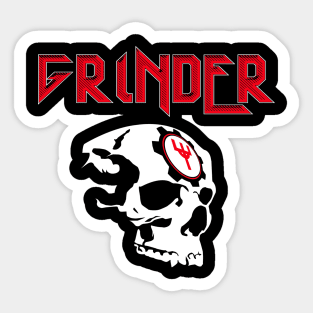 Grinder Skull Design Red Logo Sticker